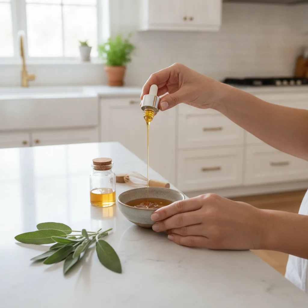 Sunlit kitchen counter with ingredients laid out for a DIY skincare ritual